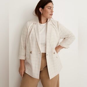 Madewell|Caldwell double breasted blazer in Ghent plaid,cream color•••Size XL
